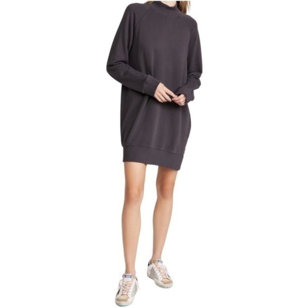 ATM French Terry cotton Wash Mock Neck Dress in Dusk Women's Small